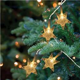 Christmas Mains Powered 26 Led Warm White Star String Lights Each ...