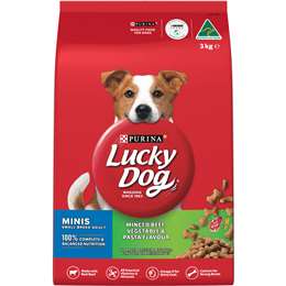 Lucky Dog Adult Minis Minced Beef Vege & Pasta Dry Food 3kg