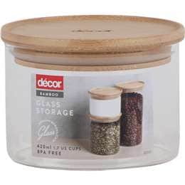 Decor Bamboo & Glass Canisters 420Ml each