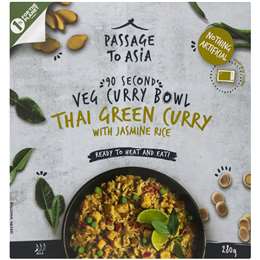 Passage To Asia Veg Curry Bowl Thai Green Curry With Jasmine Rice 280G