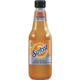 Sunkist Zero Sugar Orange Soda Syrup Sugar Free Cordial 300ml