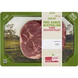 Macro Free Range Pork Scotch Fillet Steak 300g