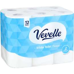 Vevelle White 2 Ply Toilet Tissue 12 pack