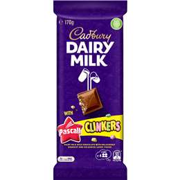 Cadbury Dairy Milk Chocolate Pascall Clinkers Block 170g