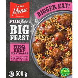 On The Menu Big Feast BBQ Meatballs With Spicy Rice Frozen Meal 500g