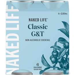 Naked Life Non Alcoholic Classic Gin & Tonic 250mL x 4 pack