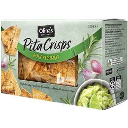 Olina's Bakehouse Pita Crisps Garlic & Rosemary 100g