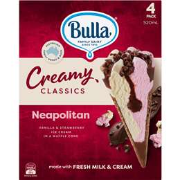 Bulla Creamy Classics Neapolitan Cones