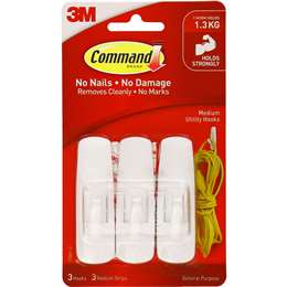 3m Command Medium Utility Hooks 3 Pack | Woolworths