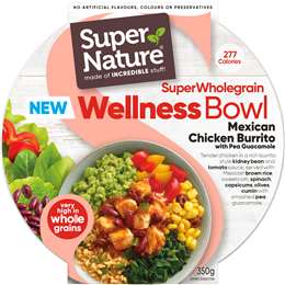 Super Nature Wellness Bowl Mexican Chicken Burrito Frozen Meal