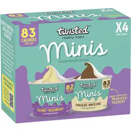 Twisted Minis Frozen Yoghurt Dessert Assorted Flavours 4 Pack