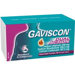 Gaviscon Dual Action Heartburn & Indigestion Mixed Berry Tabs