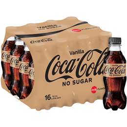 Coca-cola Vanilla No Sugar Bottles 250ml X 16 Pack