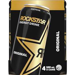 Rockstar Energy Drink Original 500ml X4 Pack | Woolworths