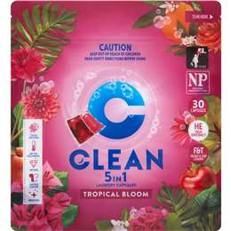 Clean 5 In 1 Laundry Capsules Tropical Bloom 30 pack