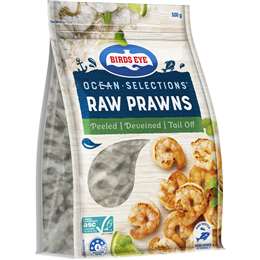 Birds Eye Ocean Selections Raw Prawns Frozen, Peeled & Tail Off