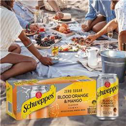 Schweppes Blood Orange Mango Infused Mineral Water Cans Multipack