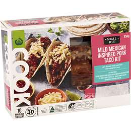 Woolworths Cook Mild Mexican Inspired Pork Taco Kit 850g 