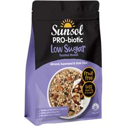 Sunsol Low Sugar Almond Superseed & Dark Choc Muesli 400g