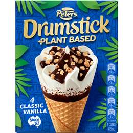 Peters Drumstick Plant Based Classic Vanilla Cones 4 Pack