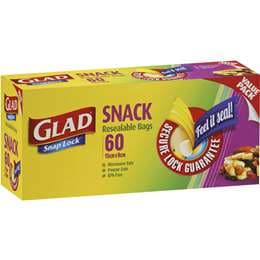 Glad Resealable Snack Bags 60 pack
