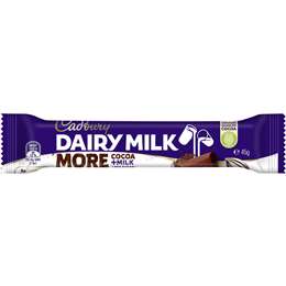 Cadbury Dairy Milk More Cocoa & Milk Less Sugar 45g