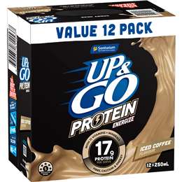Up&Go Protein Energize Iced Coffee Flavour Breakfast Drink 250mL x 12 pack