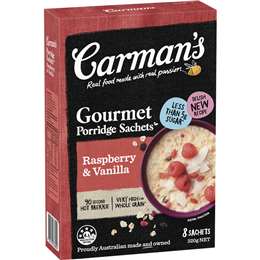 Carman's No Added Sugar Porridge Sachets Raspberry & Vanilla 320g