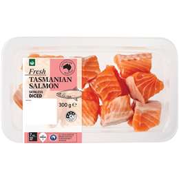 Woolworths Diced Tasmanian Salmon Skin Off 300g