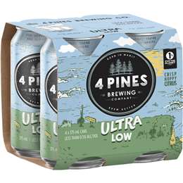 4 Pines Ultra Low Alcohol 0.5% Beer Cans 375mL x 4 pack