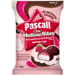 Pascall Choc Mallow Bites Strawberries & Creme Flavour 150g