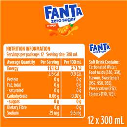 Fanta Orange Zero Sugar Soft Drink Bottles