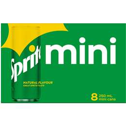 Sprite Mini Cans 250ml X8 Pack | Woolworths