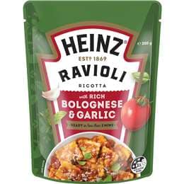Heinz Ravioli Ricotta Pasta Pouch With Rich Bolognese & Garlic 350g