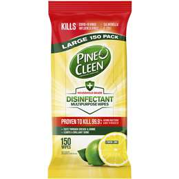 Pine O Cleen Disinfectant Multipurpose Wipes Lemon 150 Pack
