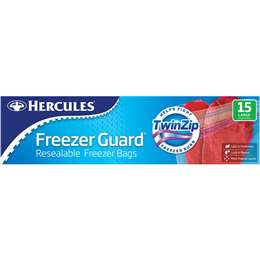 Hercules Freezer Guard Resealable Freezer Bags Twin Zip Large
