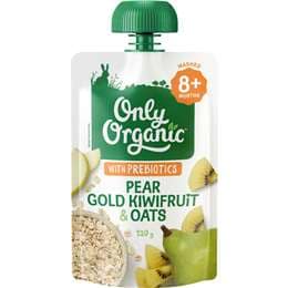 Only Organic Pear Gold Kiwifruit & Oats with Prebiotics 8+ Months 120g