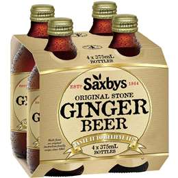 Saxbys Ginger Beer 375mL x 4 pack