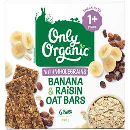Only Organic Oat Bars Banana & Raisin 6 pack