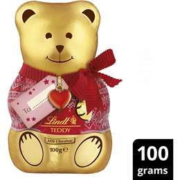Lindt Milk Chocolate Teddy With Gold And Red Tag