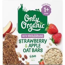 Only Organic Strawberry & Apple Oat Bars With Wholegrains 6 pack