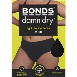 Bonds Damn Dry Midi Light Bladder Leaks Underwear Size 10