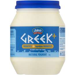 Jalna Greek Natural Yoghurt Plus Prebiotics 1kg | Woolworths