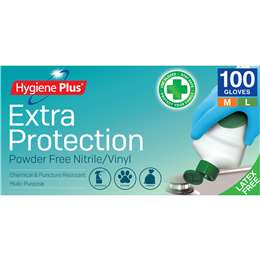 Hygiene Plus Extra Protection Powder Free Nitrile/vinyl Gloves Med/large