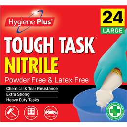 Hygiene Plus Tough Task Nitrile Powder Free & Latex Free Gloves Large