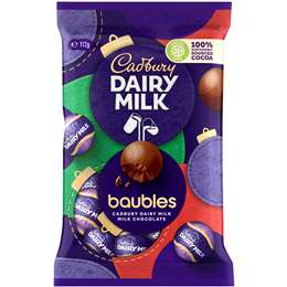 Cadbury Dairy Milk Chocolate Christmas Baubles Bag 112g | Woolworths