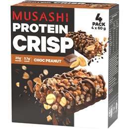 Musashi Chocolate Peanut Crisp Protein Bars 60g x 4 pack