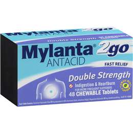 Mylanta 2Go Antacid Double Strength Chewable Tablets Lemon Mint