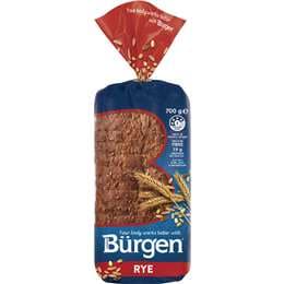 Burgen Rye Low GI Sliced Bread Loaf Bakery 700g