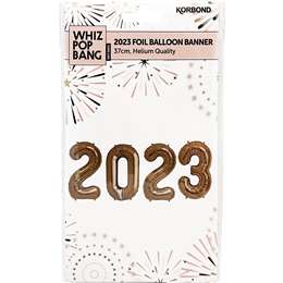 Whiz Pop Bang Banner Foil Balloon 2023 Classic Gold